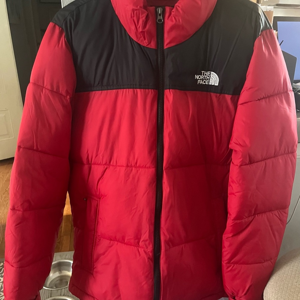 The North Face Red and Black Puffer Jacket